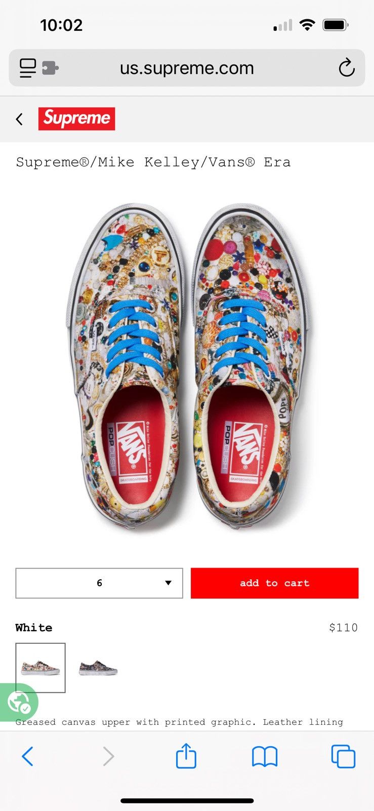 Supreme × Vans Supreme Mike Kelley Vans Era Size US 9.5 / EU 42-43 - 6 Thumbnail