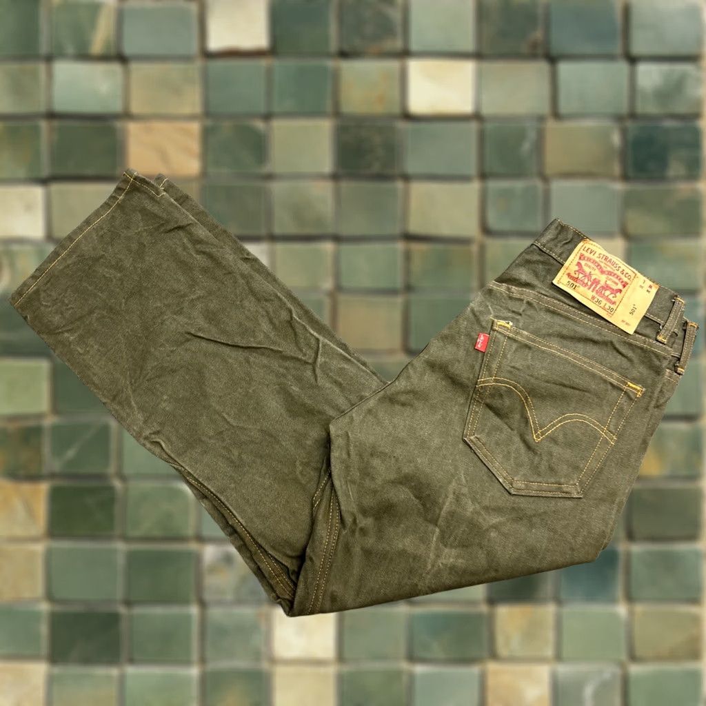 Levi's VINTAGE Levi’s 501 Jeans Mens 36x30 Green Denim Button Fly Straight Leg 90s City Art Regular Mens Size US 36 / EU 52 - 1 Thumbnail