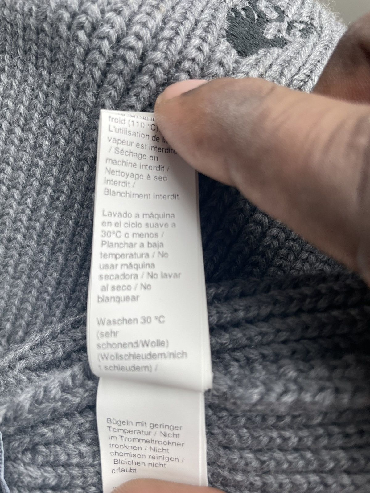 Off-White OFF WHITE Wool Embroidered Hand Logo Beanie Grey Size ONE SIZE - 9 Thumbnail