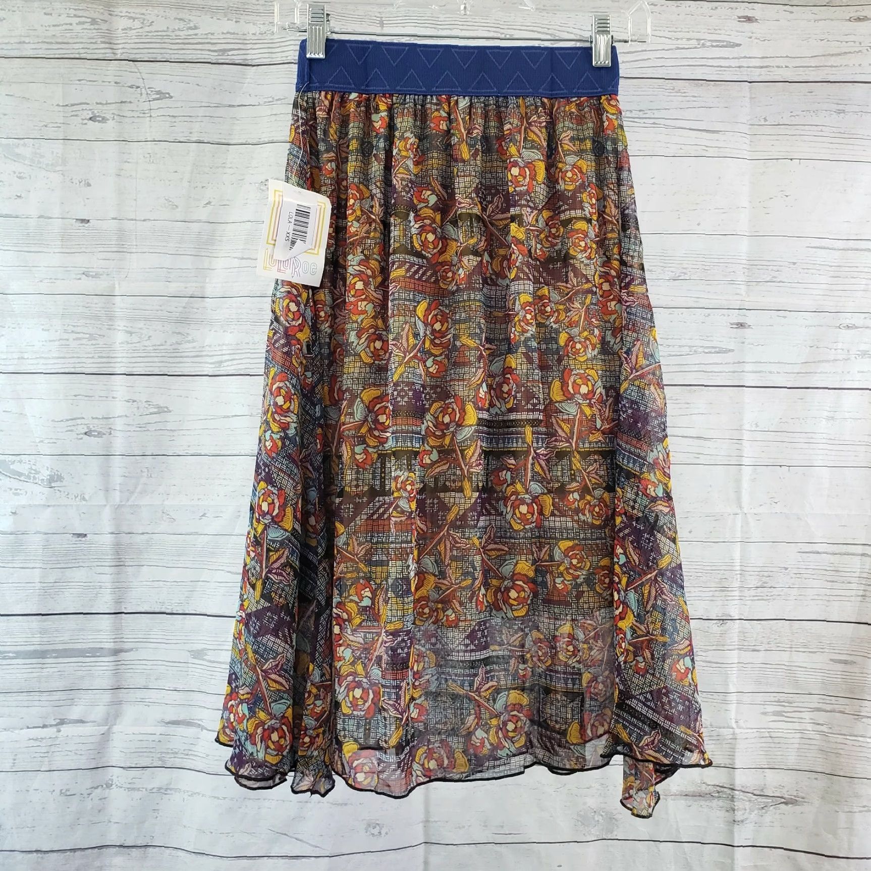 Vintage VINTAGE LuLaRoe Womens Lola Skirt 2XS Blue Floral Pull On Midi A-Line Skirt Womens Size 24" / US 00 / IT 34 - 2 Thumbnail