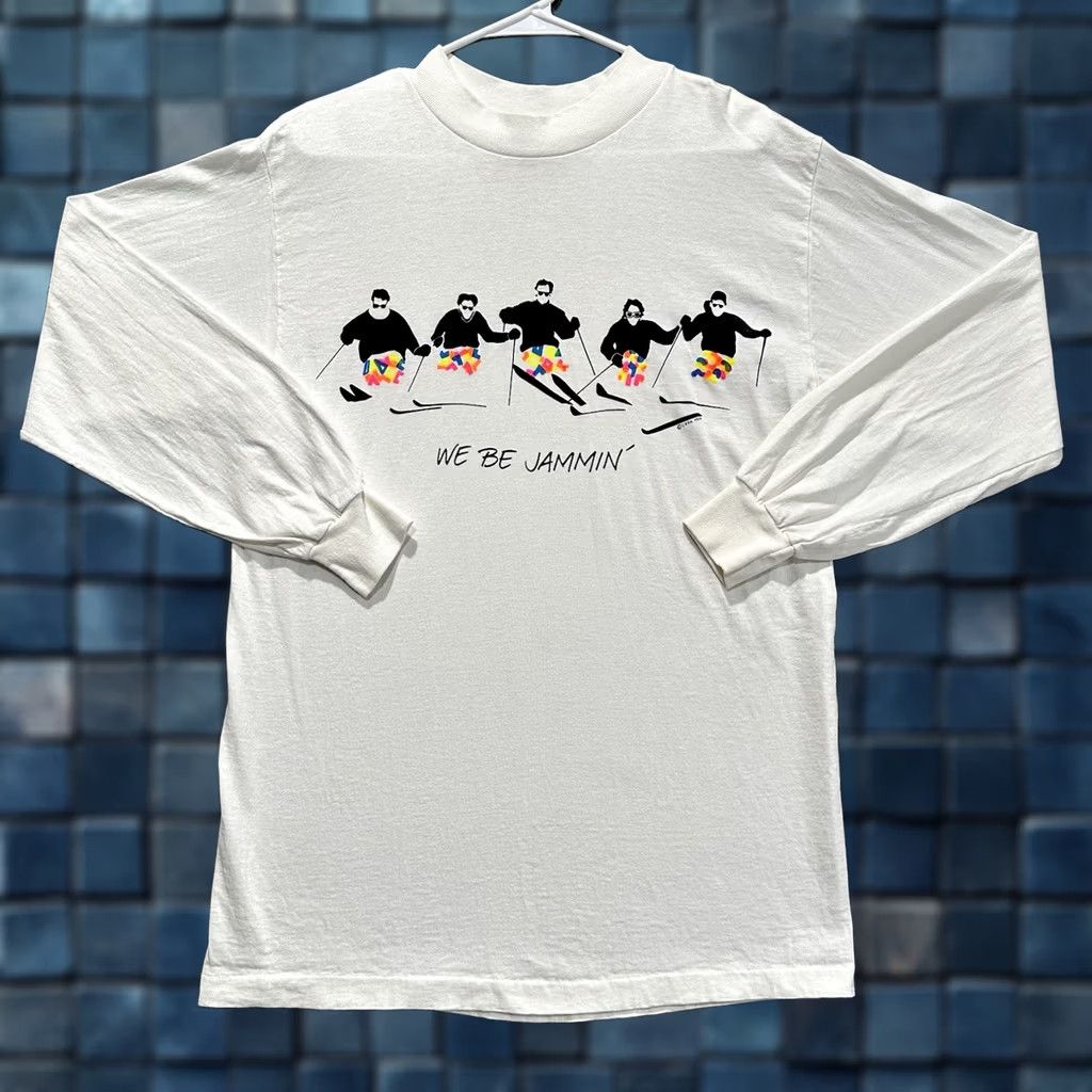 Vintage VINTAGE Cyrk Shirt Men L White We Be Jammin 86 USA 80s Stitch Long Sleeve Crew Neck Cotton T-Shirt Size US L / EU 52-54 / 3 - 1 Thumbnail