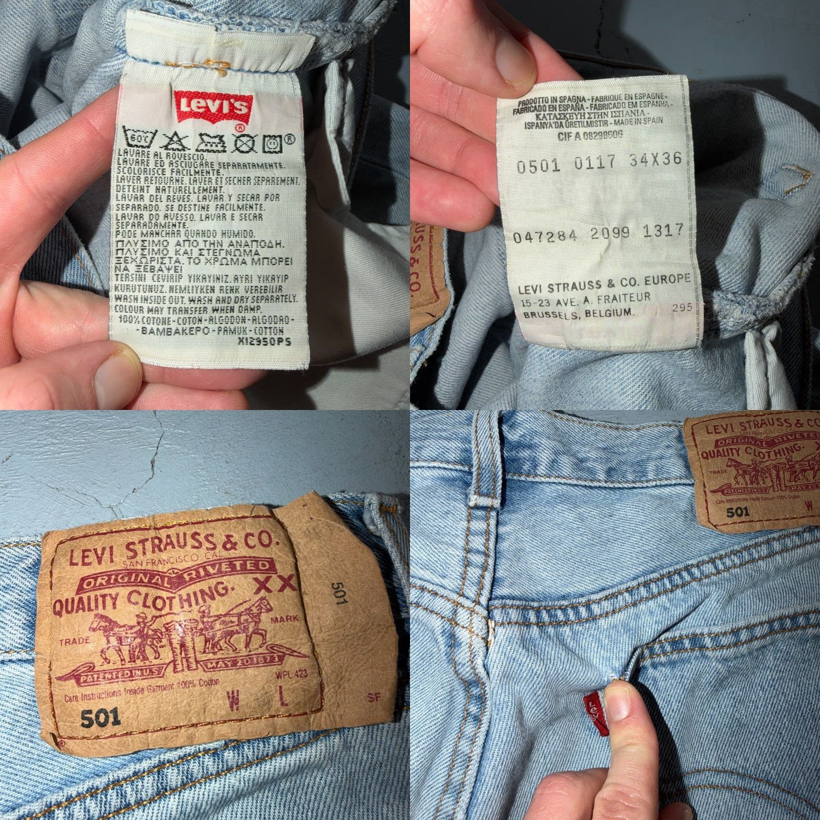 Levi's VINTAGE Levi's 501 Jeans Straight Blue Light Wash 34x36 90s 501 Series Men Jeans 5-Pocket Denim Size US 34 / EU 50 - 9 Thumbnail