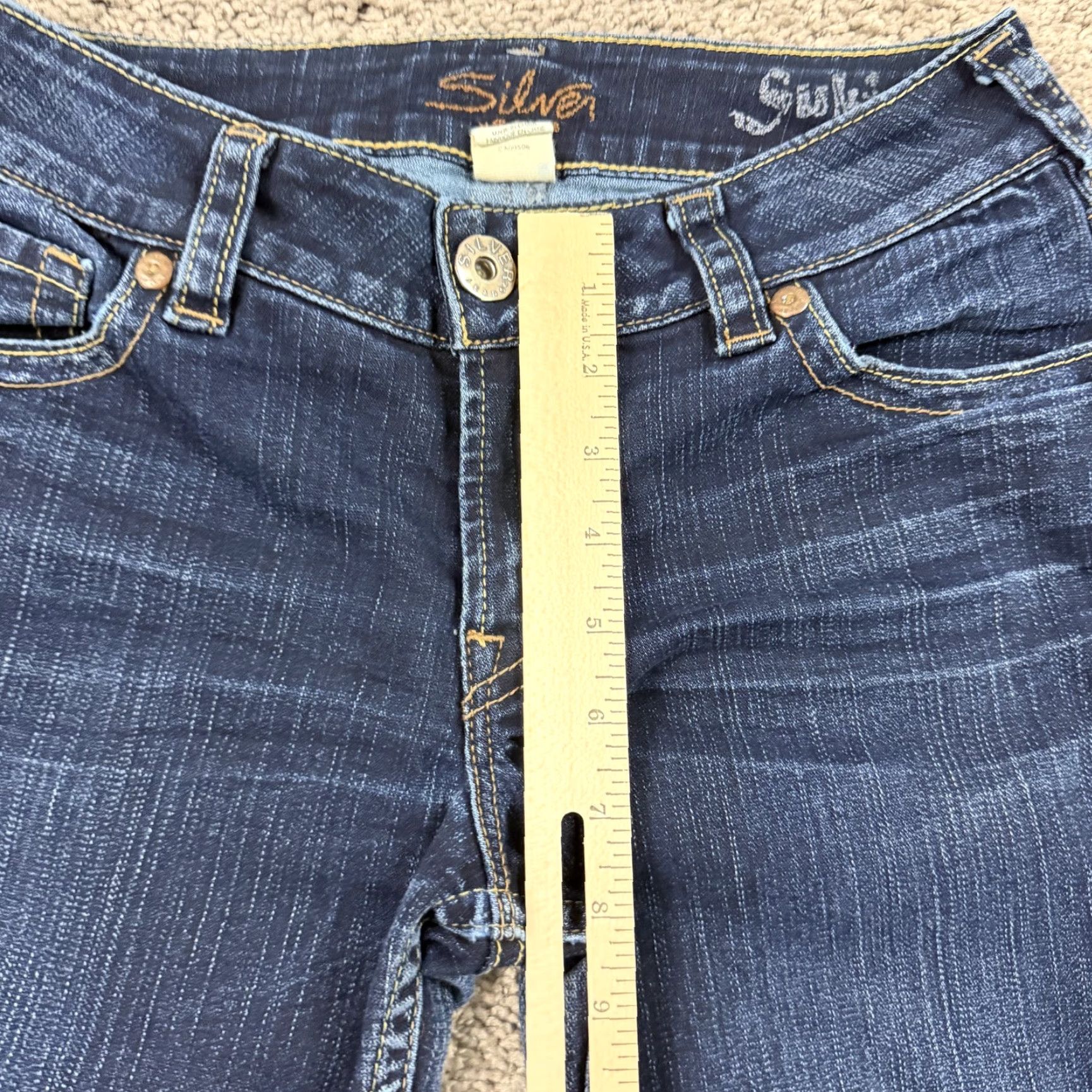 Silver Jeans Women 27 Boot Cut Low Rise Dark Wash Stretch Denim Suki 26x30
