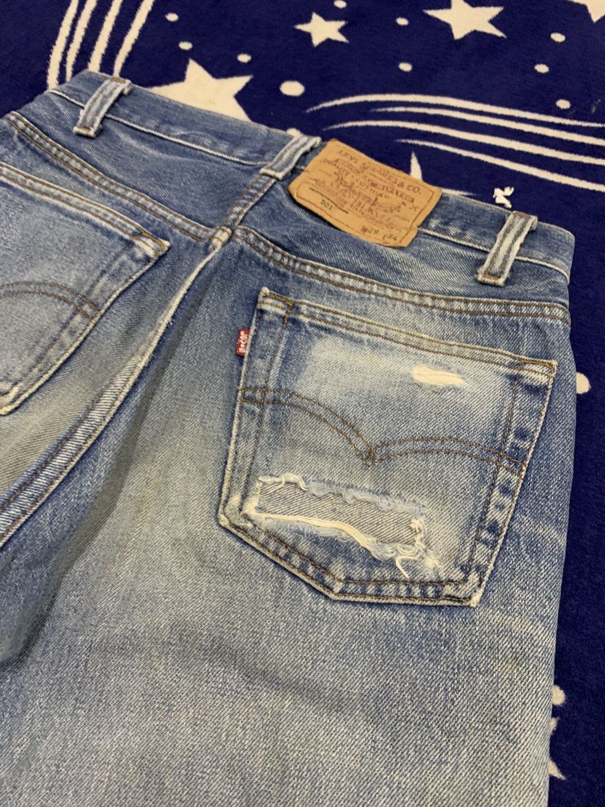 Levi's Vintage Clothing Levi’s 501 USA Vintage Denim Jeans — Altered & Distressed Size US 27 - 15 Thumbnail