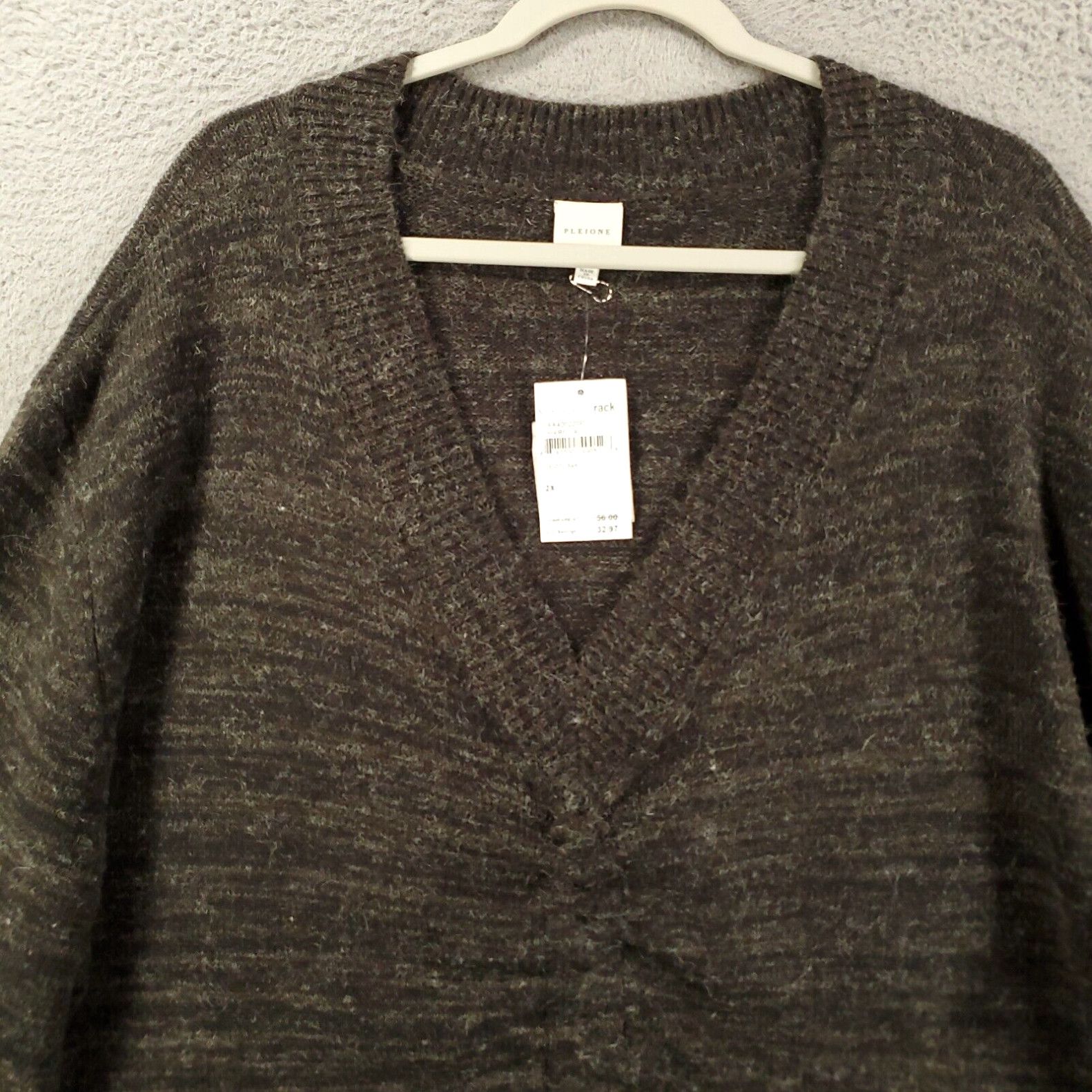 Vintage New Pleione Sweater Womens 2X Charcoal Gray Drawstring Front V Neck Grailed