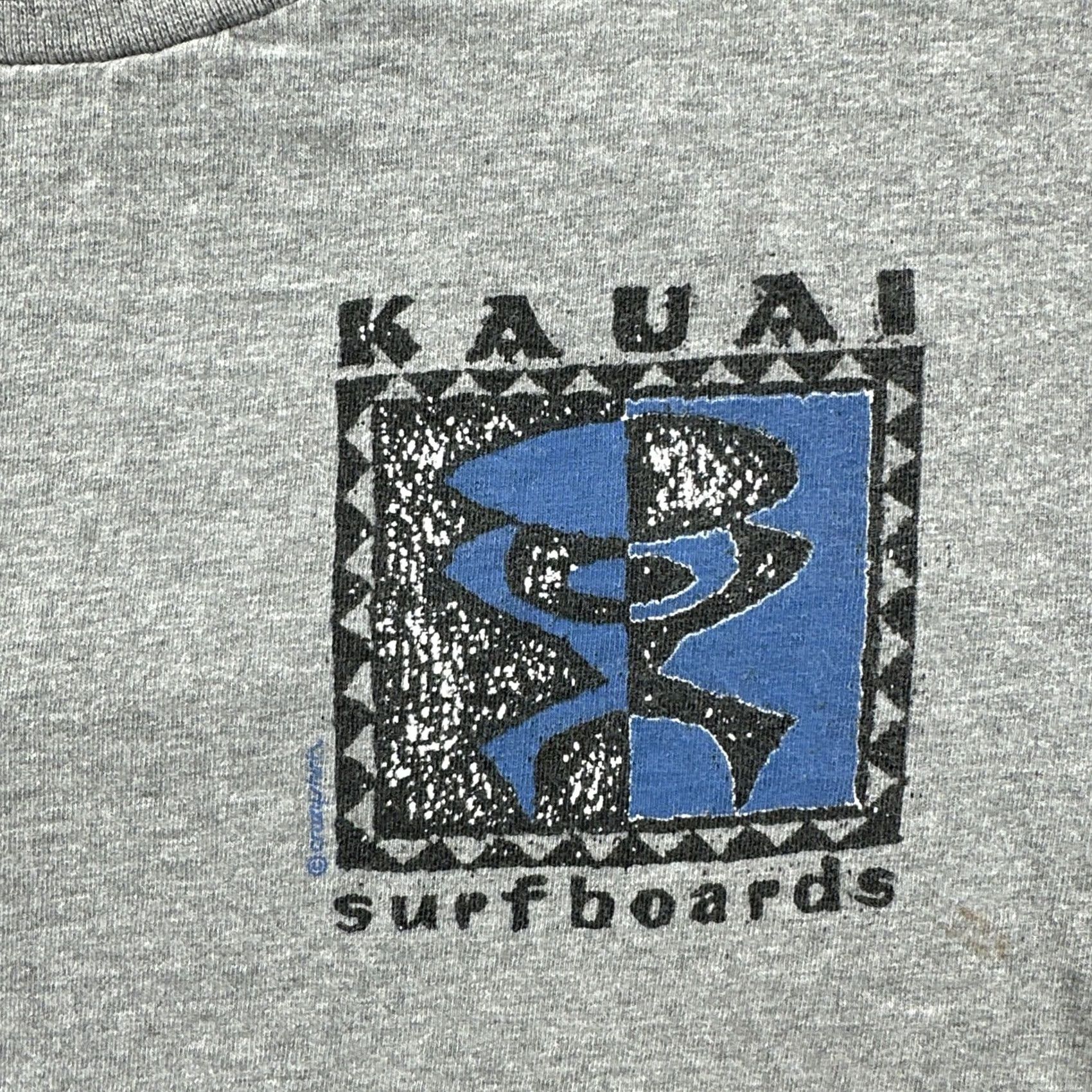 Vintage VINTAGE Crazy Shirts T-Shirt Mens S Gray Knit 100% Cotton Crew Neck Short Sleeve USA 90s Hawaiian Surfboards Stitch Boys? Size US S / EU 44-46 / 1 - 6 Thumbnail