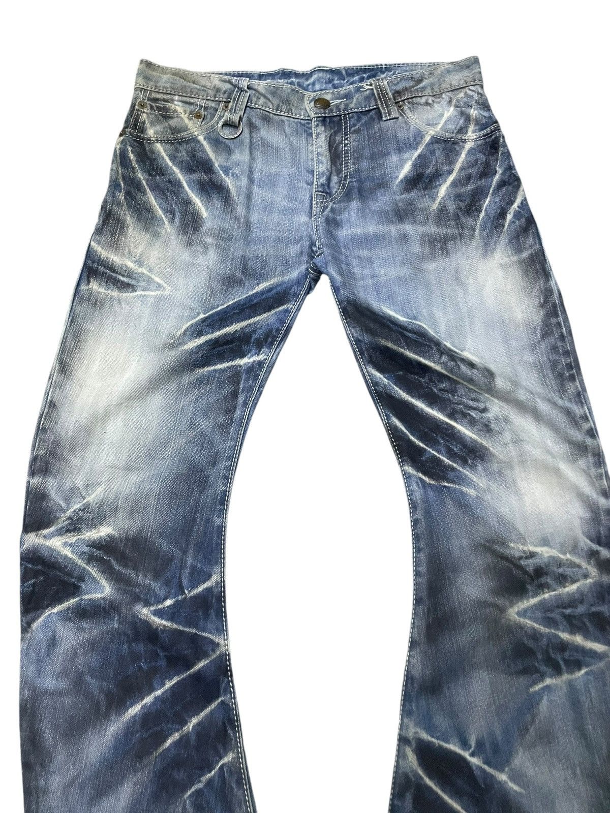 BUFFALO BOBS Buffalo Bobs Claw Mark Oil Spiral Curved Seam Flare Jeans Size US 32 / EU 48 - 3 Thumbnail