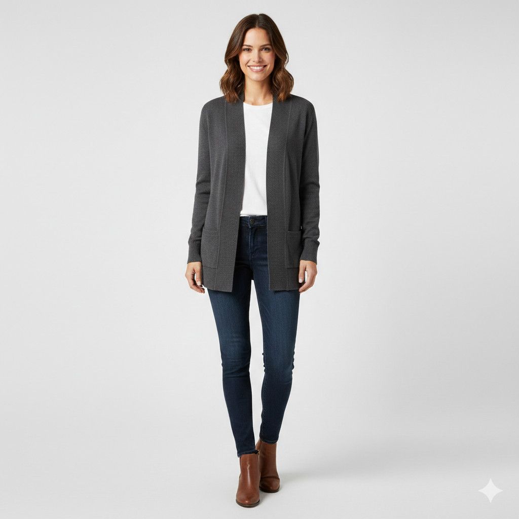 Other Cielo Size S/M Cardigan Charcoal Open Front Sweater Size M / US 6-8 / IT 42-44 - 3 Thumbnail