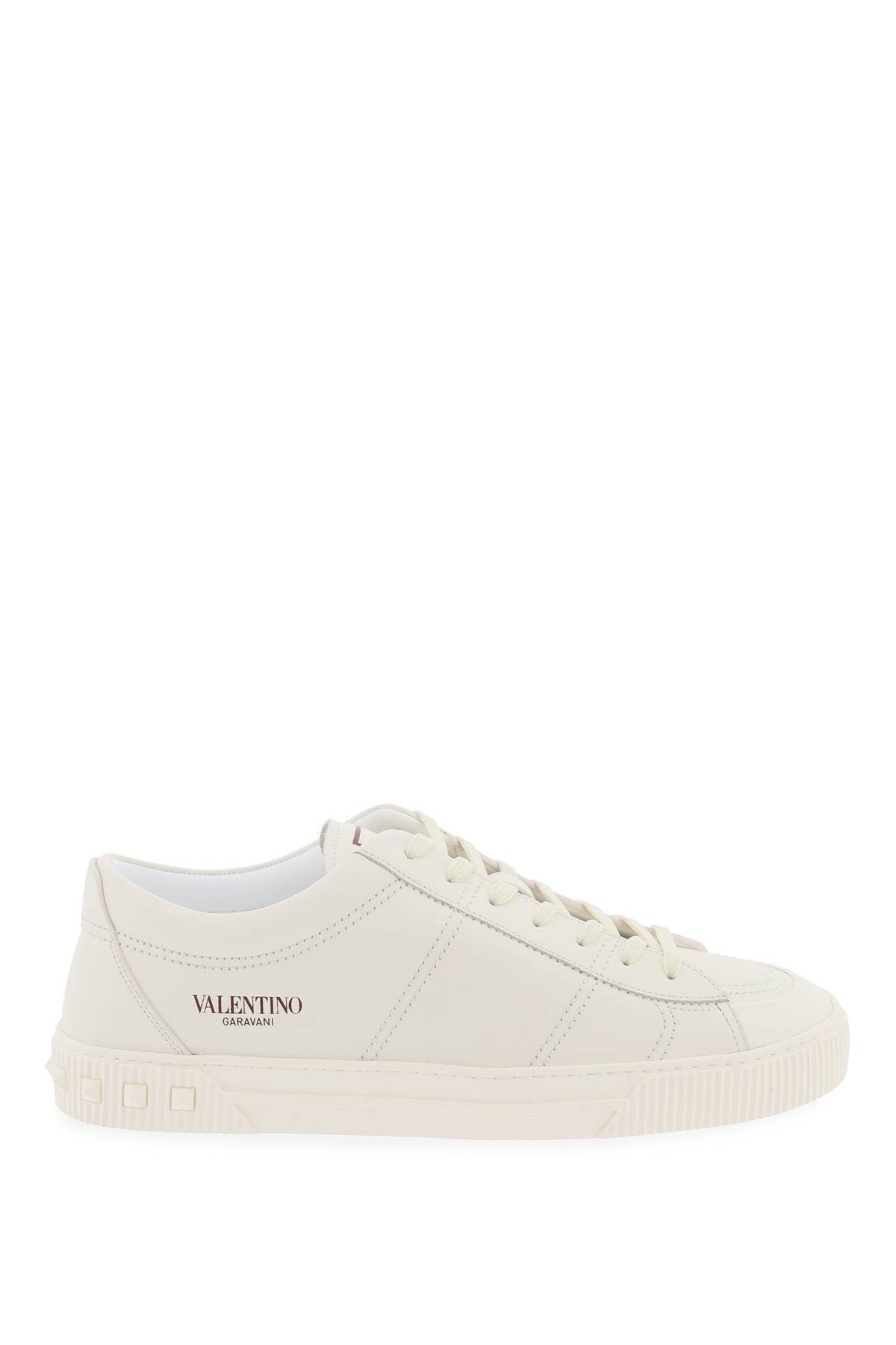 image of Valentino Garavani Leather Cityplanet Sneakers in Ivory Ivory, Men's (Size 12)