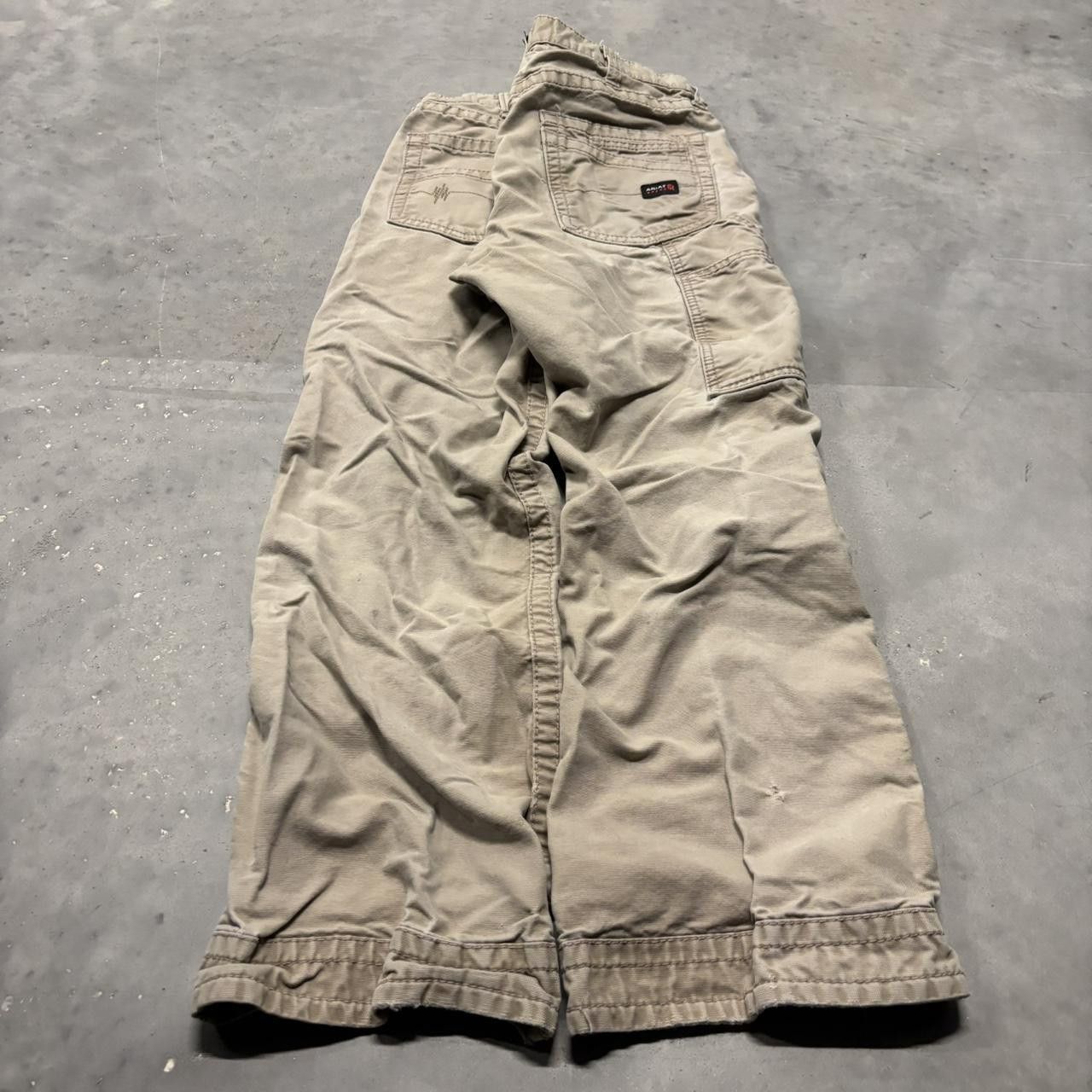 Japanese Brand × Vintage Crazy Vintage Y2K/2000s Khaki Tan Streetwear Workwear Carpenter Pants! Size US 34 / EU 50 - 4 Thumbnail