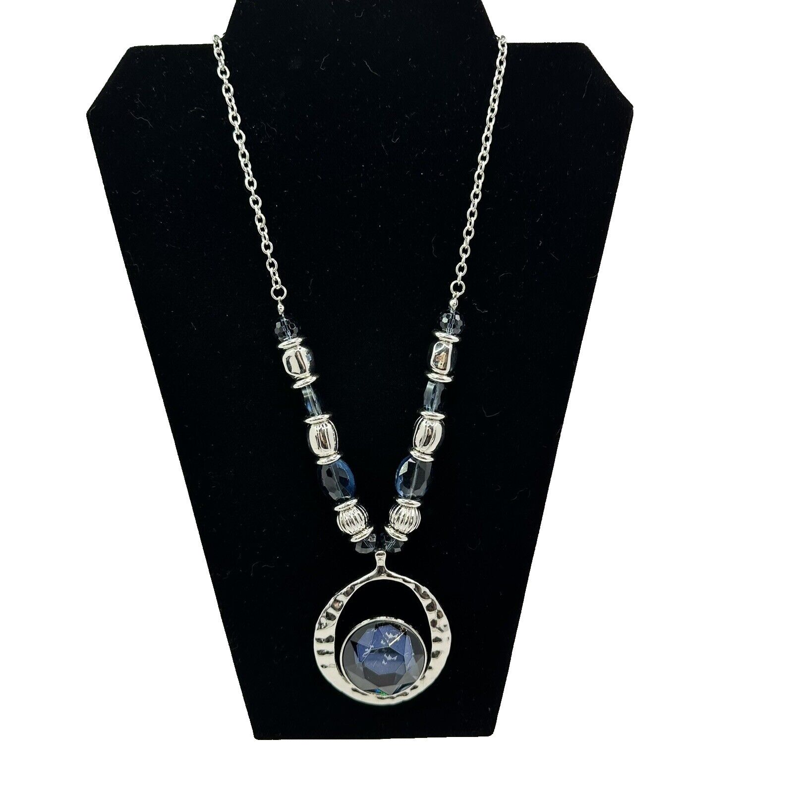 Other C 1946 Signed VTG Statement Necklace SilverChain Cobalt Blue Size ONE SIZE - 9 Thumbnail