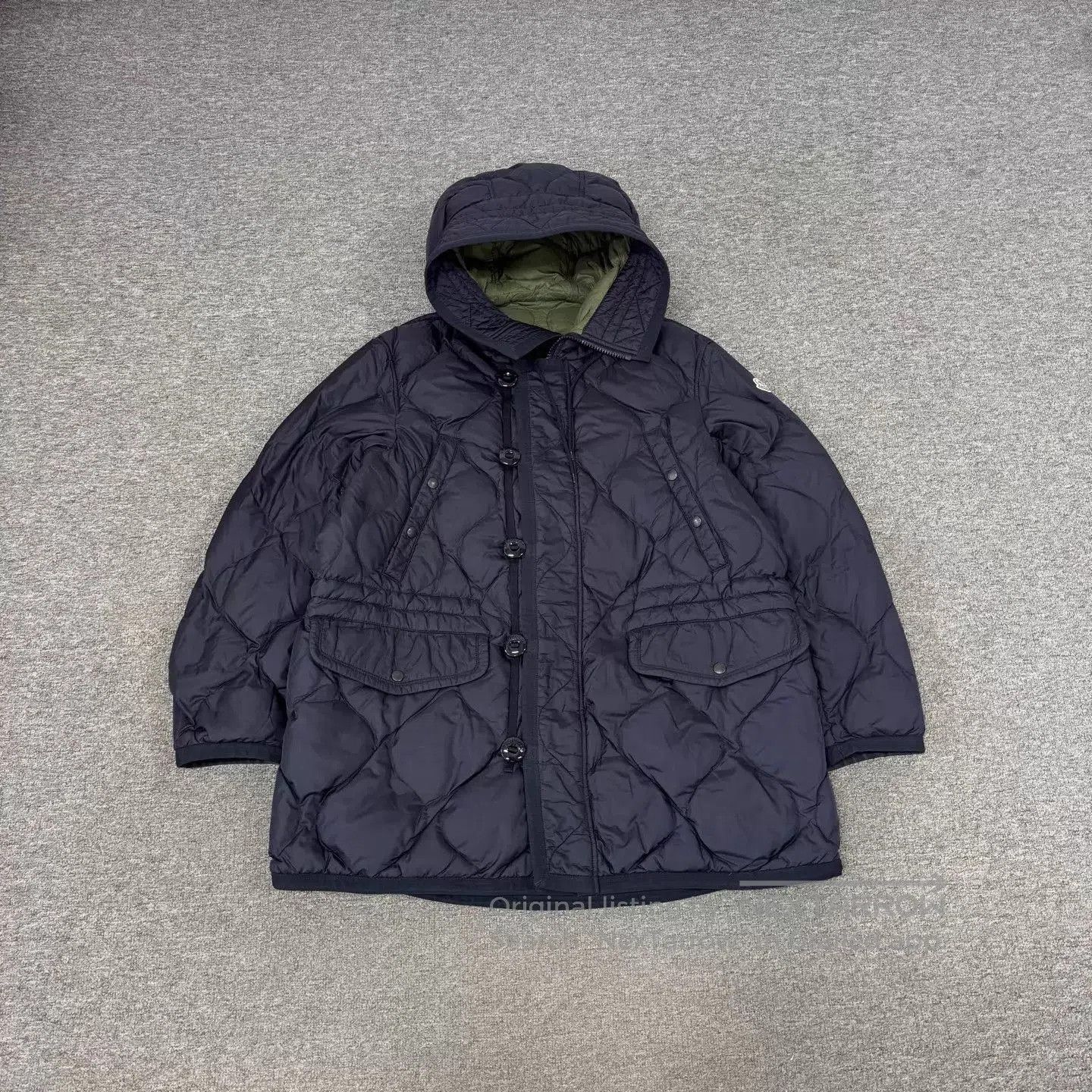 Moncler Blue Quilted Hooded Coat - XXL. Size US XXL / EU 58 / 5 - 1 Thumbnail