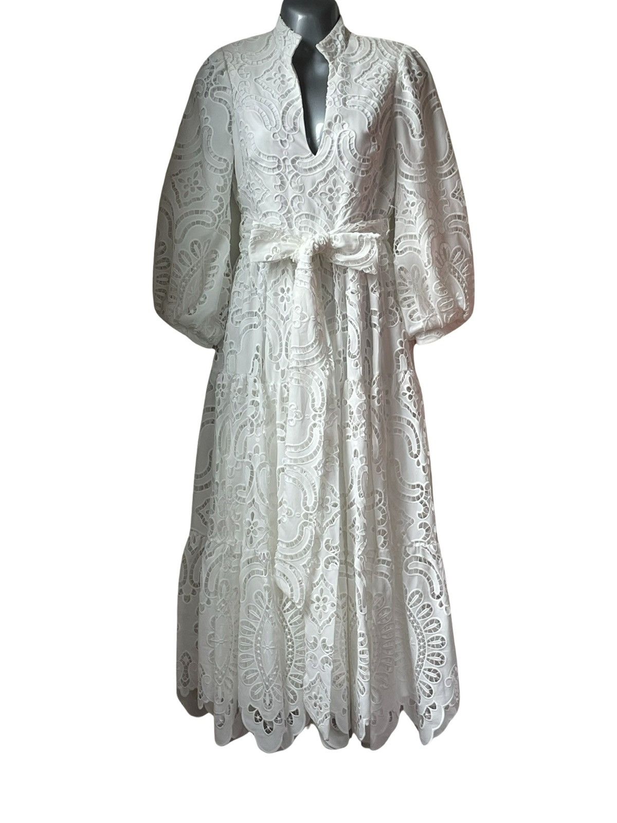 Badgley Mischka Broderie Anglaise Midi Dress Size XS / US 0-2 / IT 36-38 - 1 Thumbnail