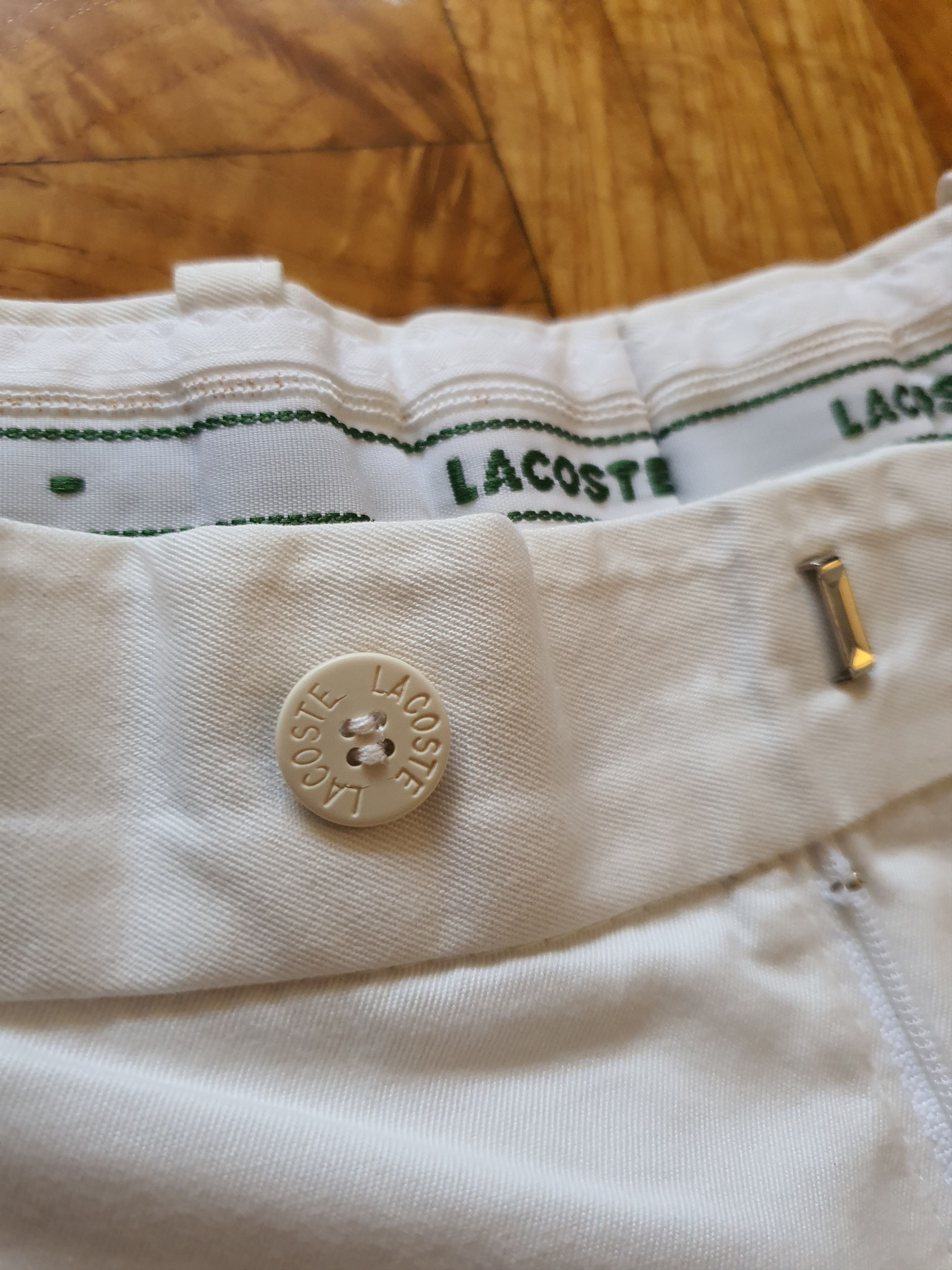 Lacoste Vintage White Cotton Pants Trousers - Double Pleated - W30 Size US 36 / EU 52 - 6 Thumbnail