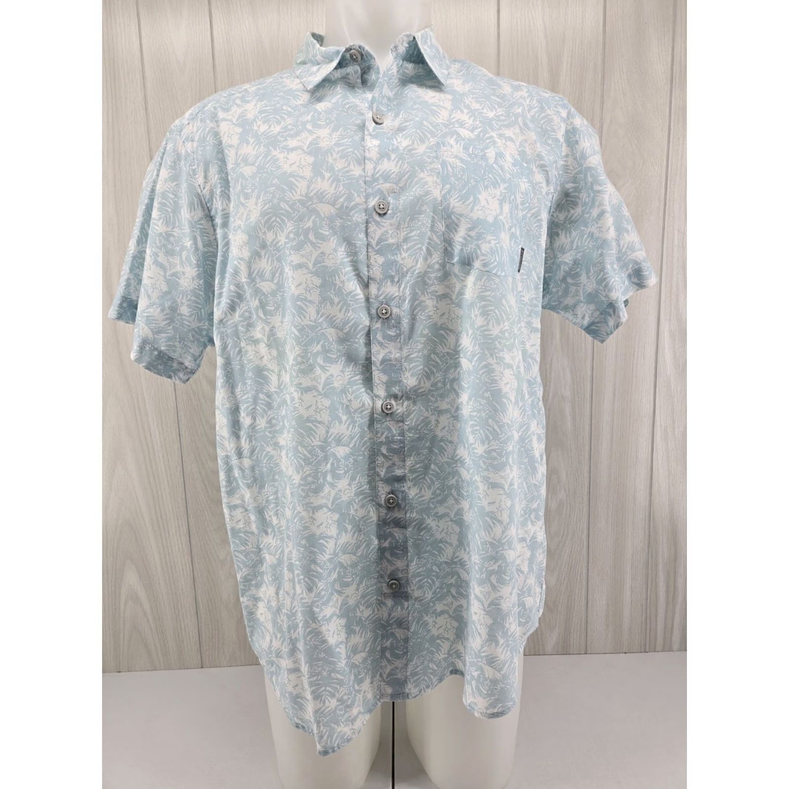AQUA Columbia Hawaiian Aqua White Button Up Short Sleeve Shirt Men’s Size L Size US L / EU 52-54 / 3 - 2 Thumbnail