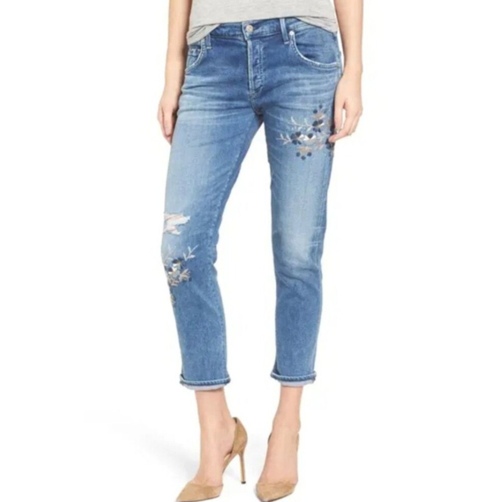 Citizens Of Humanity Citizens of Humanity, Emerson Slim Boyfriend Embroidered 2 Size 26" / US 2 / IT 38 - 2 Thumbnail