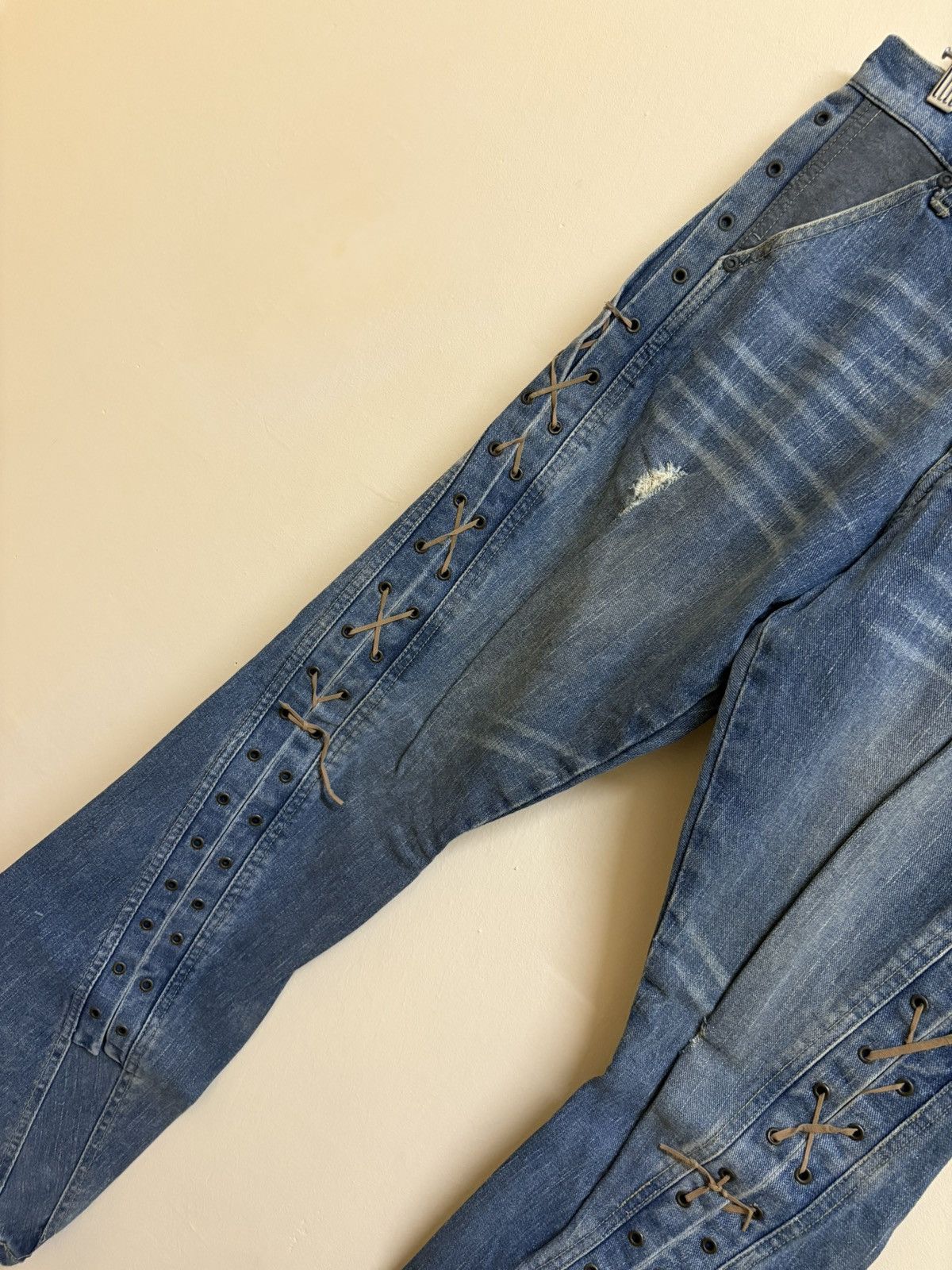 If Six Was Nine Vintage Nylaus Design Flare Jeans Parachute Denim Style Size US 30 / EU 46 - 7 Thumbnail