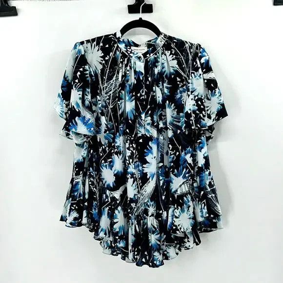 Alexander McQueen o1y0325 Silk Top in Multicolor Size S / US 4 / IT 40 - 1 Thumbnail