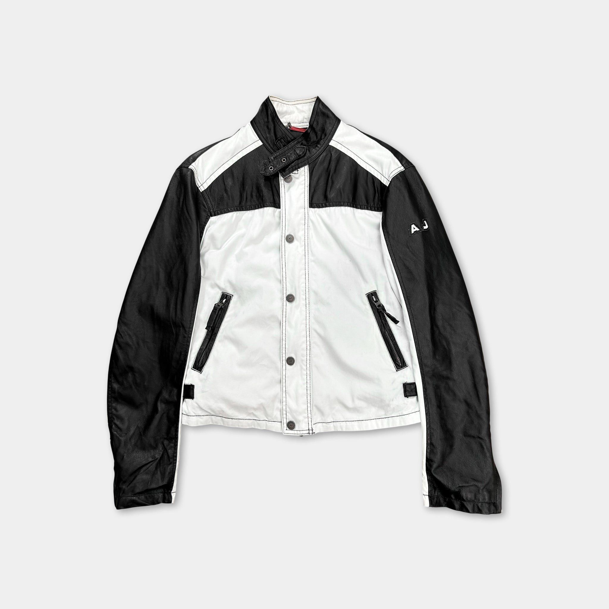 Armani Armani Jeans 2000's Black and White Leather Jacket Size US M / EU 48-50 / 2 - 1 Thumbnail