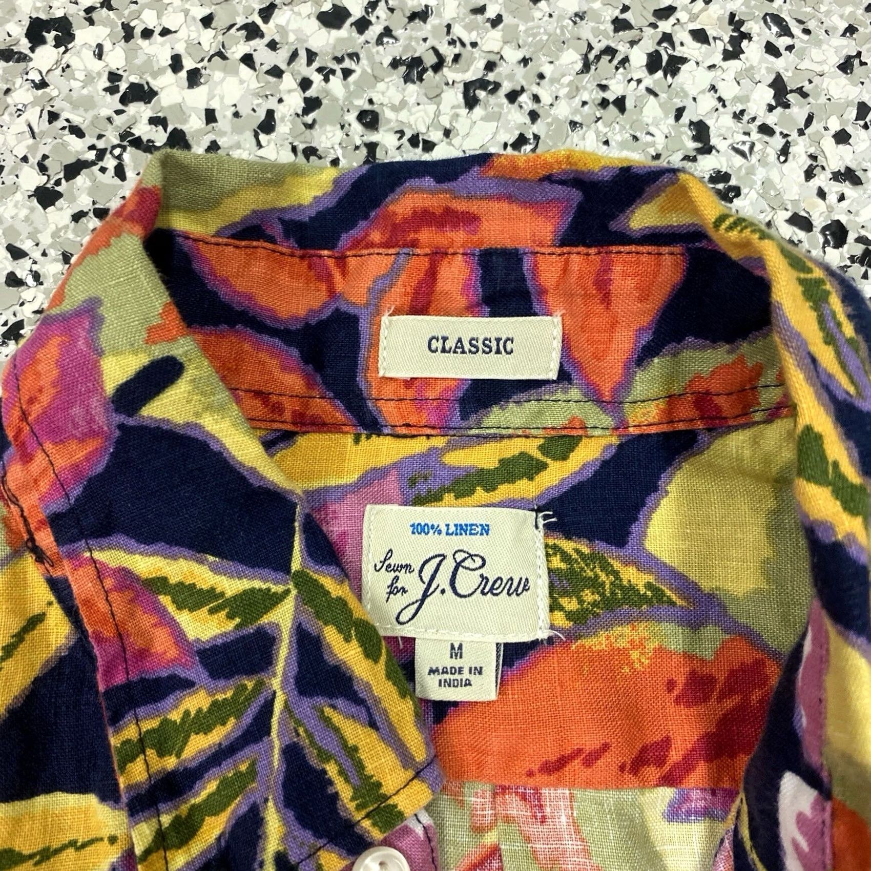 J.Crew J.CREW Linen Shirt Men M Floral Classic Fit Short Sleeve Tropical Print Button-Up Collar Spread Vintage No Size US M / EU 48-50 / 2 - 2 Thumbnail