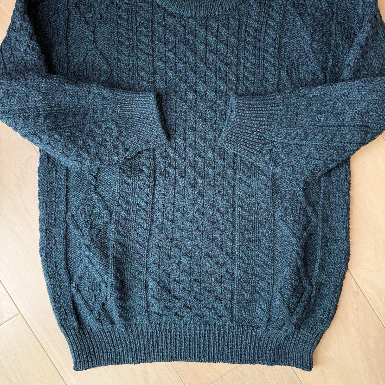 Other Vintage Celtic Country Cable Knit Wool Sweater Large Green Size US L / EU 52-54 / 3 - 6 Thumbnail