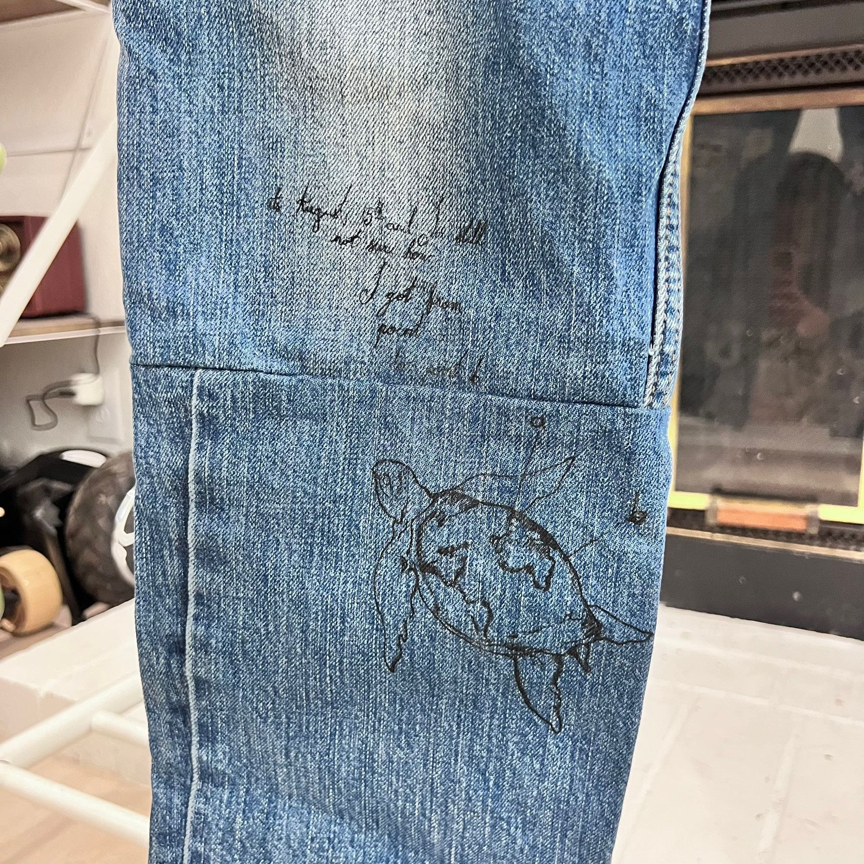 Scotch & Soda Scotch & Soda Blue Distressed Ripped Patches Painted Jeans Size US 32 / EU 48 - 10 Thumbnail