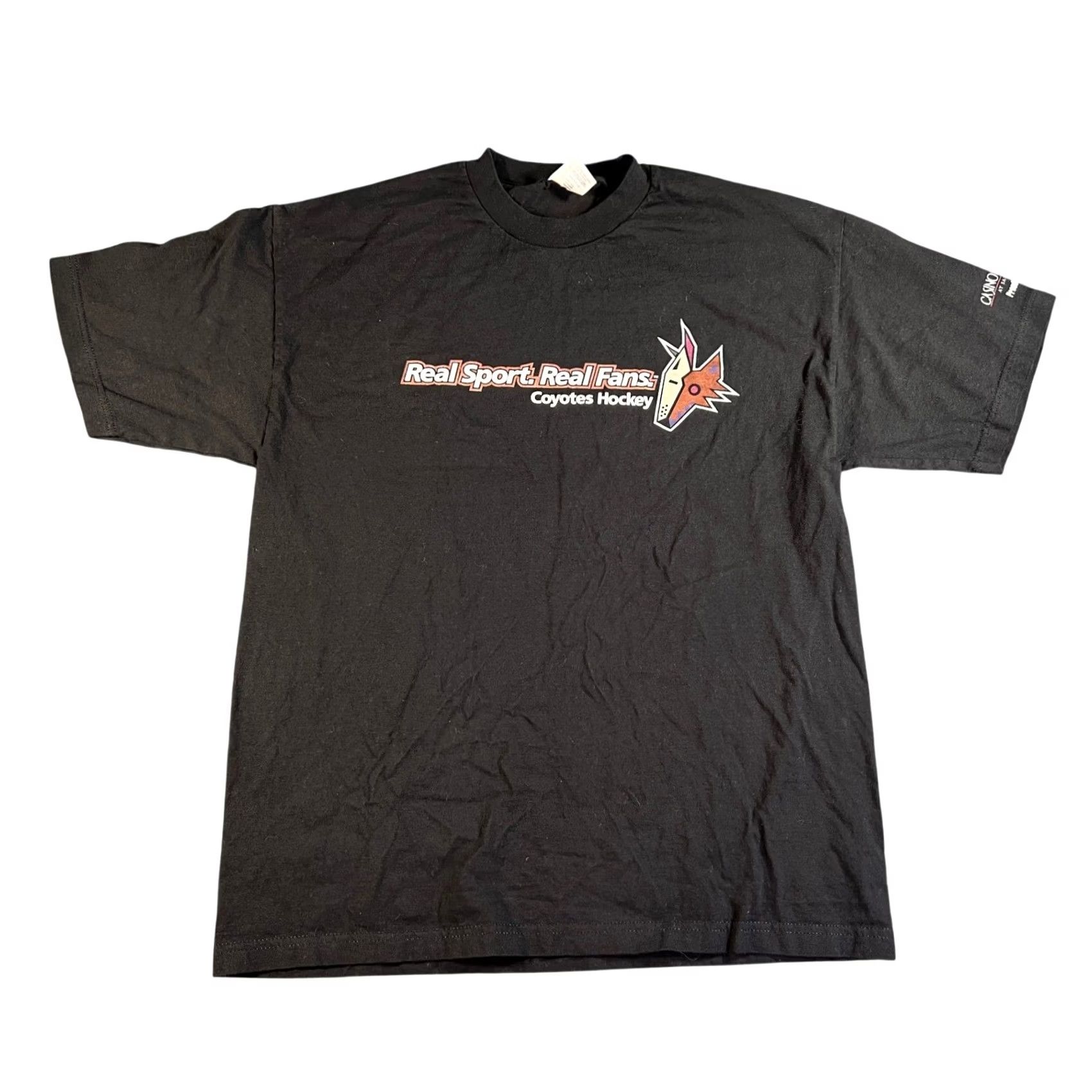 Vintage VINTAGE Coyotes Hockey T-Shirt Mens XL Black Real Sport Real Fans Kachina Logo Size US XL / EU 56 / 4 - 2 Thumbnail