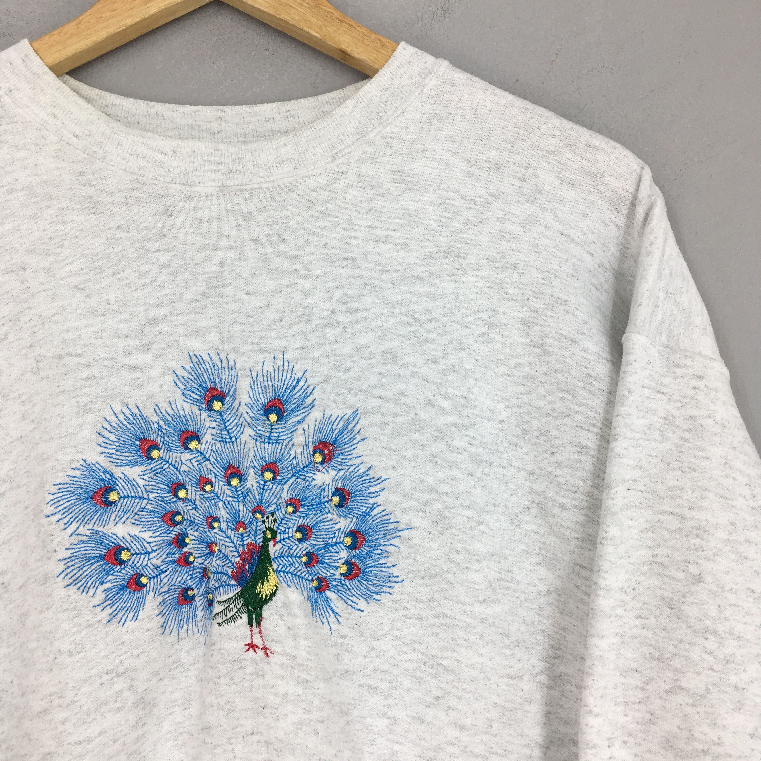 Vintage Vintage 90s Peacocks Bird Art Gray Sweatshirt Medium Size US M / EU 48-50 / 2 - 2 Thumbnail