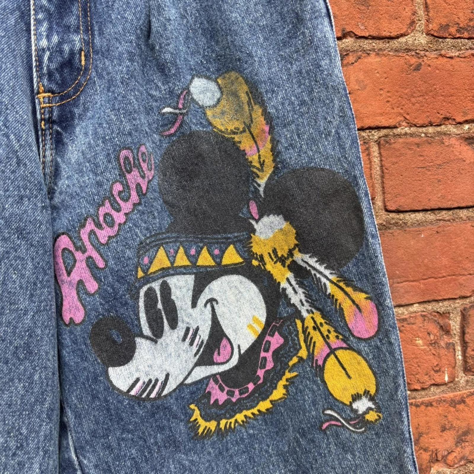 Other vintage e forte Apache Mickey Mouse painted jeans 90s 25x31 Size 25" / US 0 / IT 36 - 3 Thumbnail