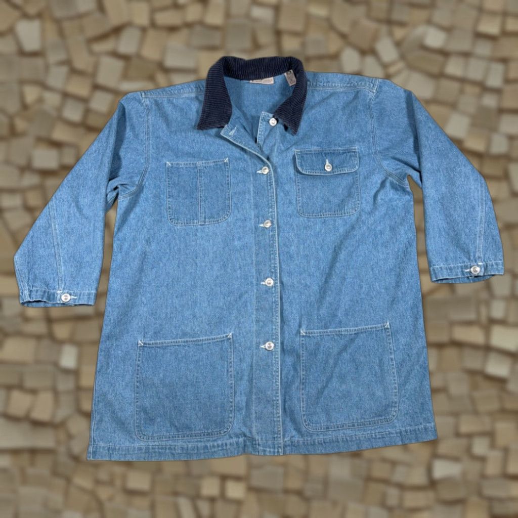 Denime VINTAGE Marsh Landing Chore Coat Womens XL Blue Denim Corduroy 90s Jacket Size XL / US 12-14 / IT 48-50 - 1 Thumbnail