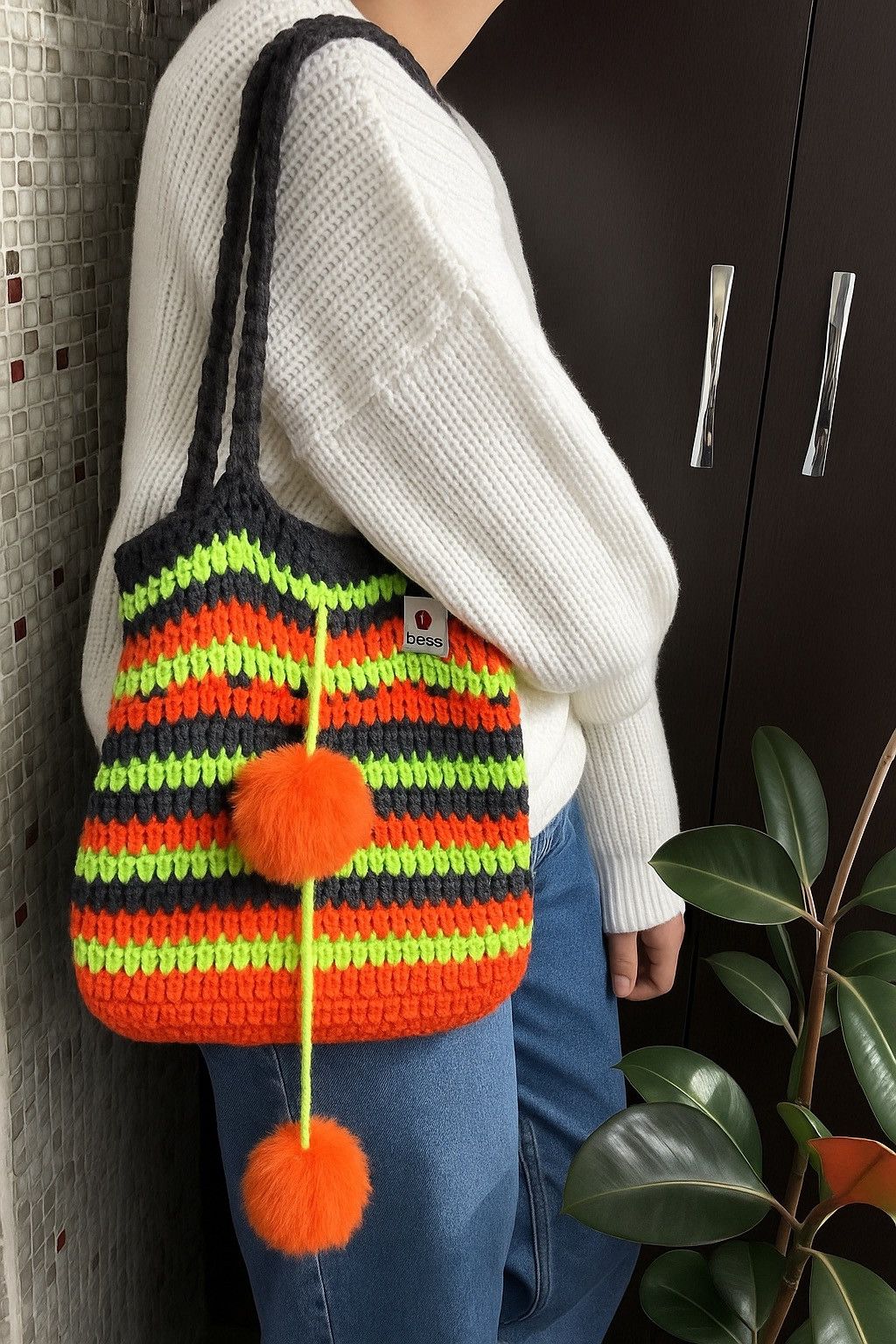 Handmade Boshi Womens Handmade Crochet Tote Bag Multicolor Knit Size ONE SIZE - 1 Thumbnail