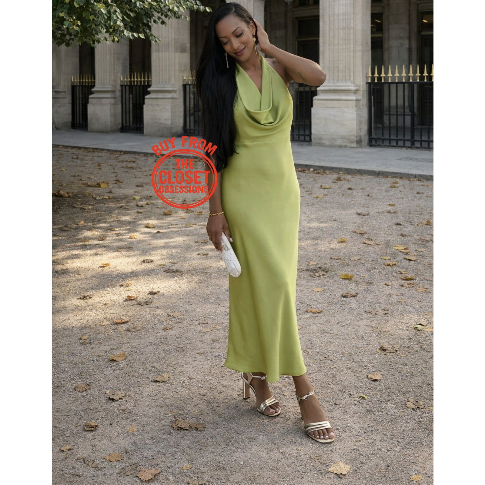 Mango MANGO Open Back Satin Midi Dress NWT Size M / US 6-8 / IT 42-44 - 16 Thumbnail