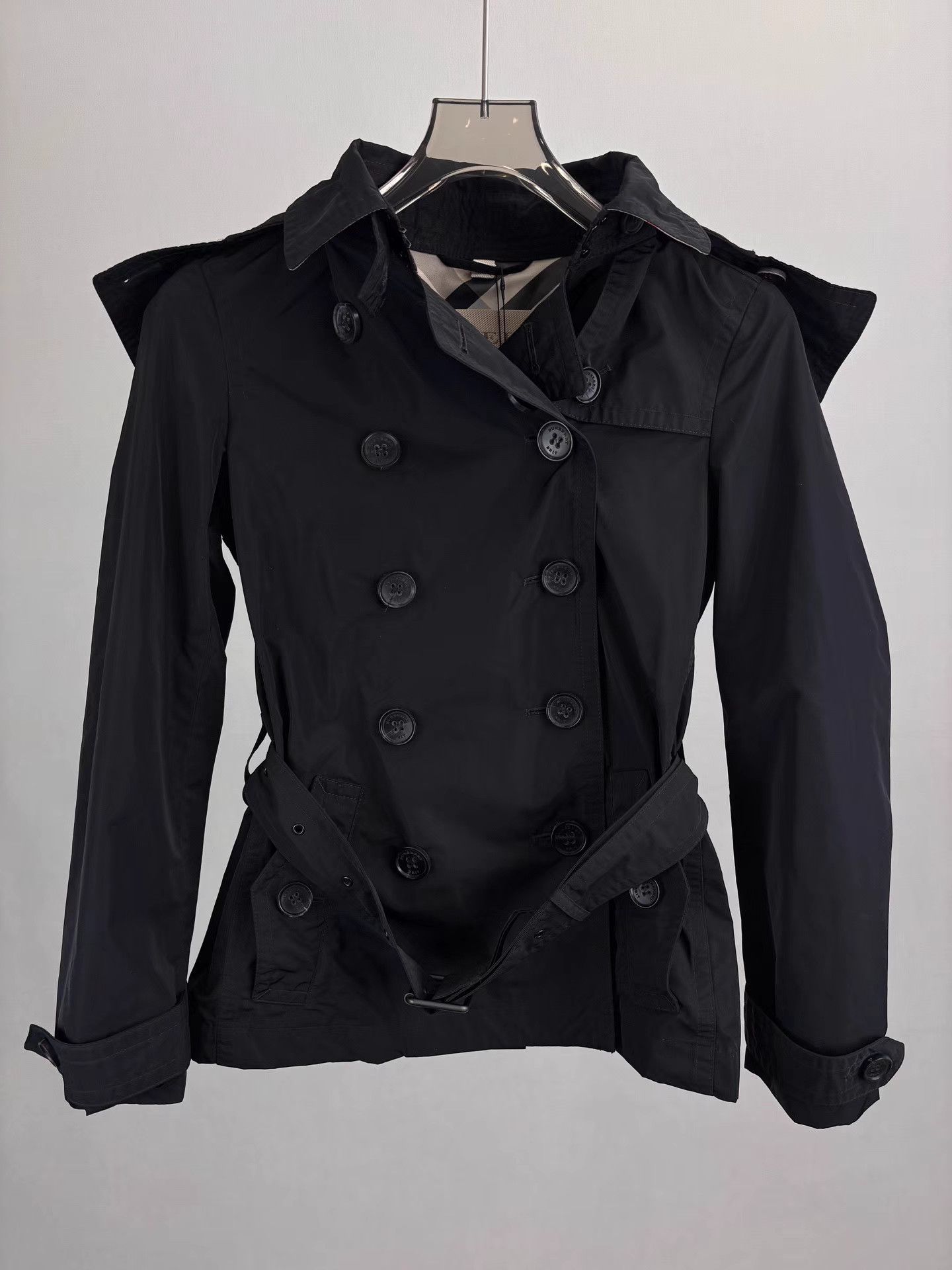 Burberry BURBERRY Black Short Nylon Trench Coat Size XS / US 0-2 / IT 36-38 - 1 Thumbnail