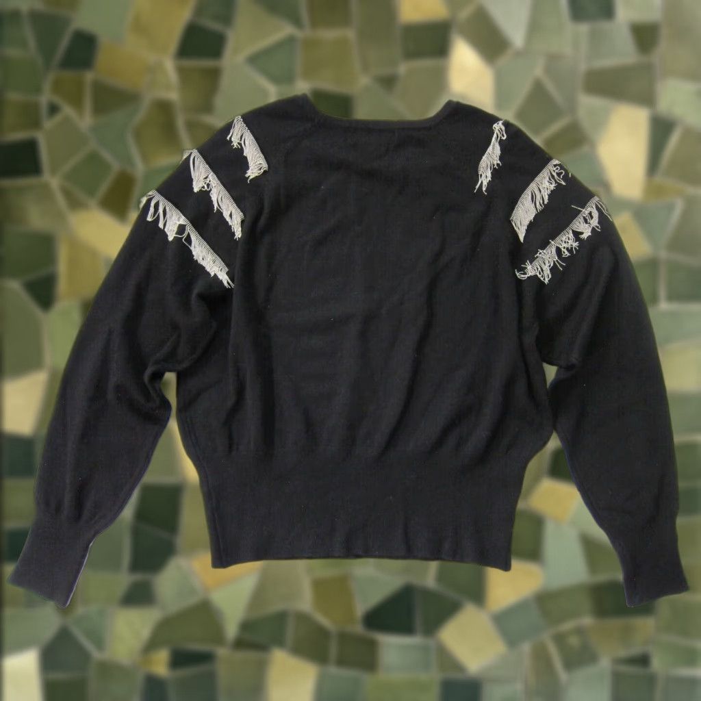Vintage VINTAGE Joseph A. Black Tight Knit Silver Beaded Fringe Crew Neck Sweater Women Medium Size M / US 6-8 / IT 42-44 - 1 Thumbnail