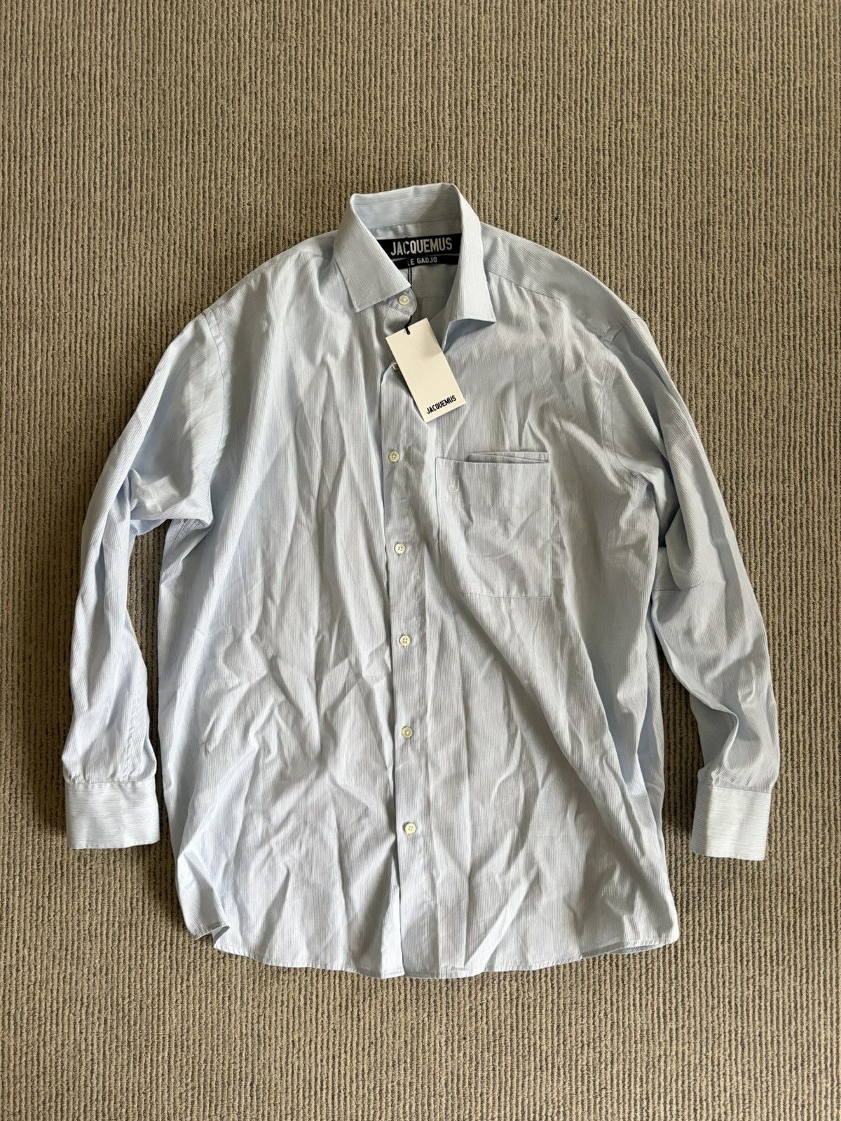 Jacquemus “Le Gadjo” Blue Striped La Grande Chemise Shirt Size US S / EU 44-46 / 1 - 2 Thumbnail