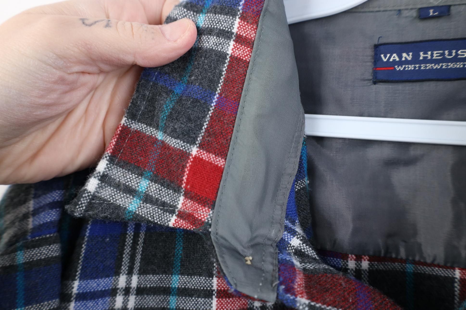 Vintage Vintage 70s Streetwear Knit Collared Button Shirt Plaid Size US L / EU 52-54 / 3 - 9 Thumbnail