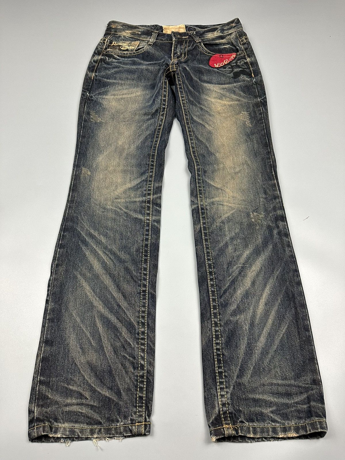 If Six Was Nine × Le Grande Bleu (L.G.B.) Lolita Parisien Embroidered Whiskered Denim Size US 29 - 3 Thumbnail