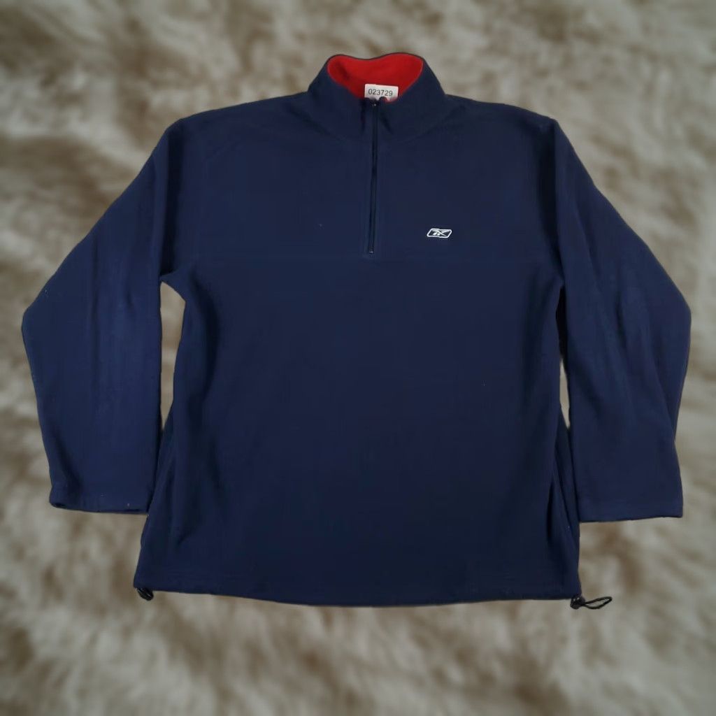 Reebok Reebok Sweater Mens Large Navy Blue Fleece 1/4 Zip Up Pullover Sweatshirt Size US L / EU 52-54 / 3 - 1 Thumbnail