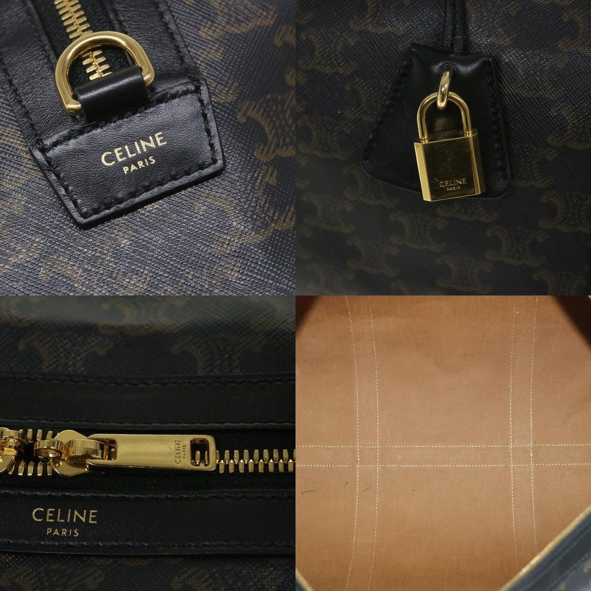 Celine CELINE Triomphe Canvas Boston Bag Pvc Leather Black Size ONE SIZE - 11 Thumbnail