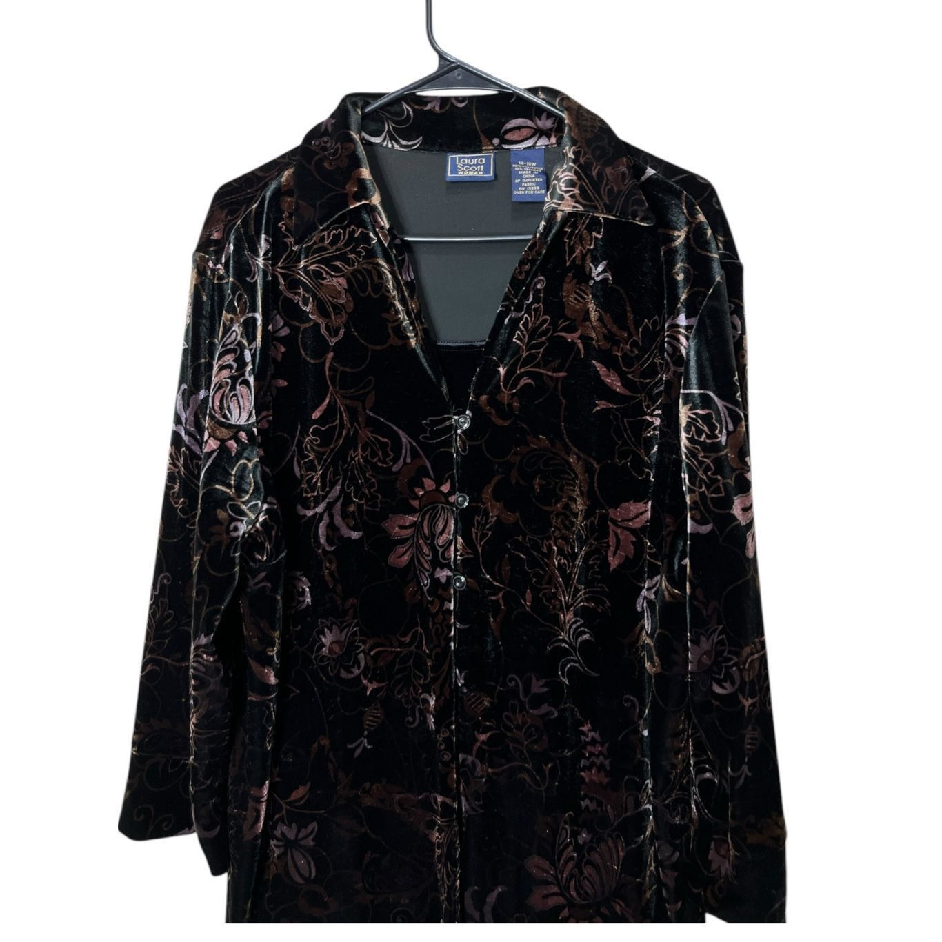 Other LAURA SCOTT Women's Velvet Blouse Floral Multicolor Size 16- Size XXL / US 16-18 / IT 52-54 - 2 Thumbnail