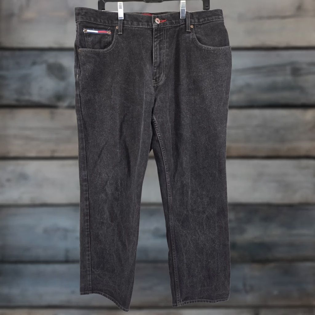 Tommy Hilfiger VINTAGE Tommy Hilfiger Jeans Men 36x32 Cotton Denim Straight Black Faded Logo Button Zip USA 90s Mens Size US 36 / EU 52 - 1 Thumbnail