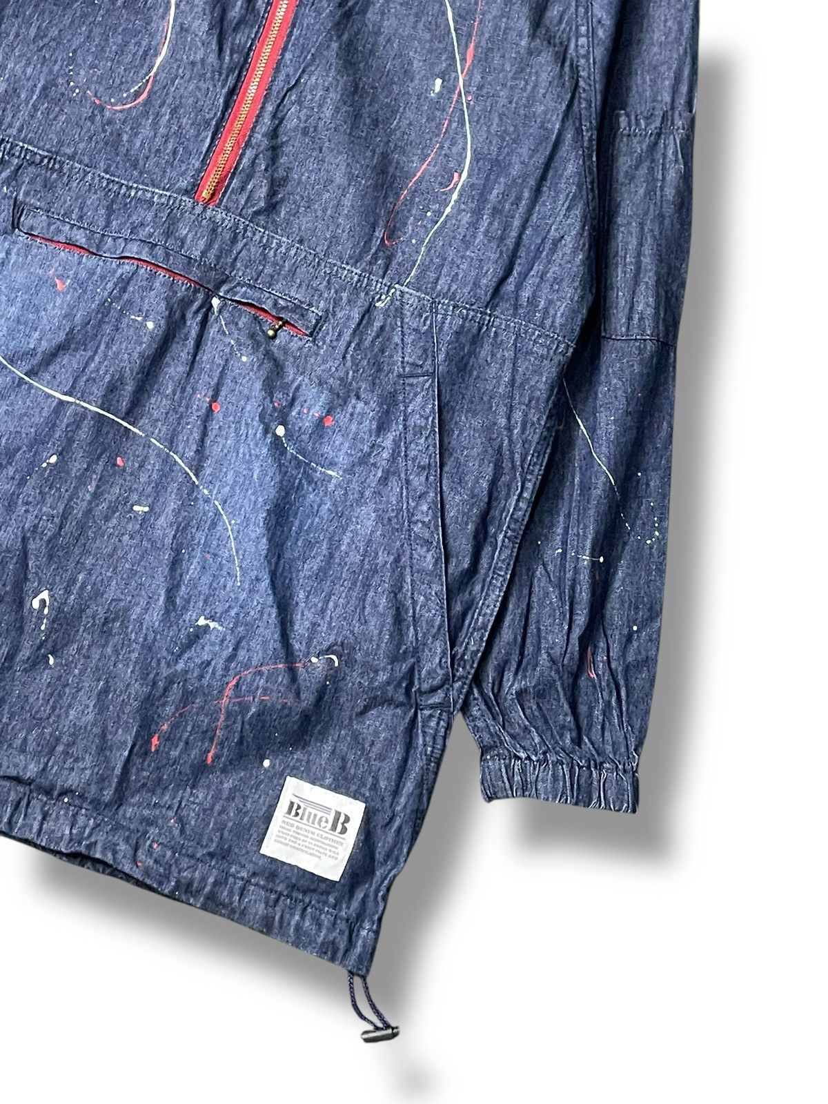 Japanese Brand × Vintage Blue B Brand Denim Painted Anorak Parka (70) Size US S / EU 44-46 / 1 - 3 Thumbnail