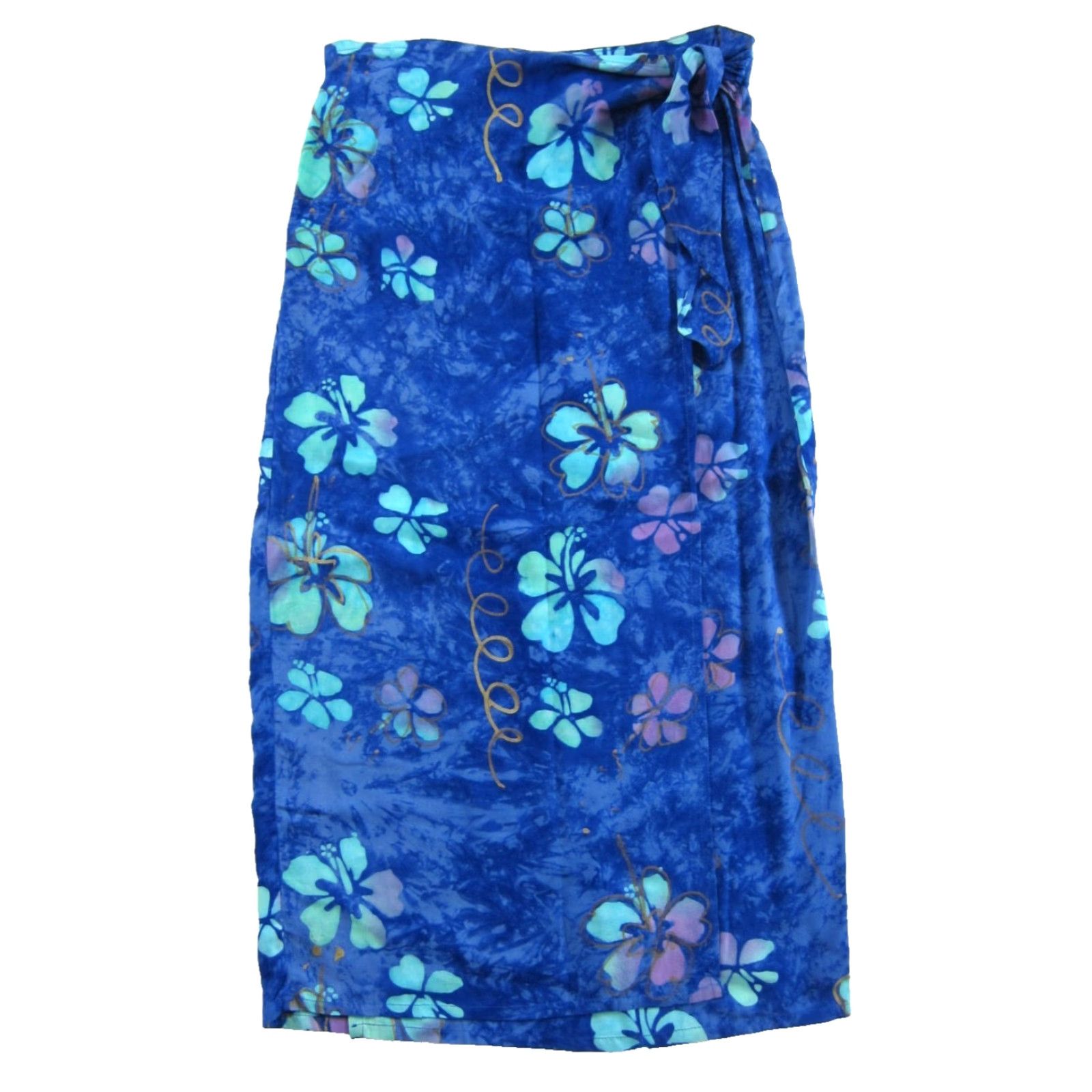 Vintage VINTAGE Far Away Wrap Dress Women's Maxi Floral Tie Dye Long Rayon Blue 32" waist 41" hip 35.5" hem Womens Size M / US 6-8 / IT 42-44 - 2 Thumbnail