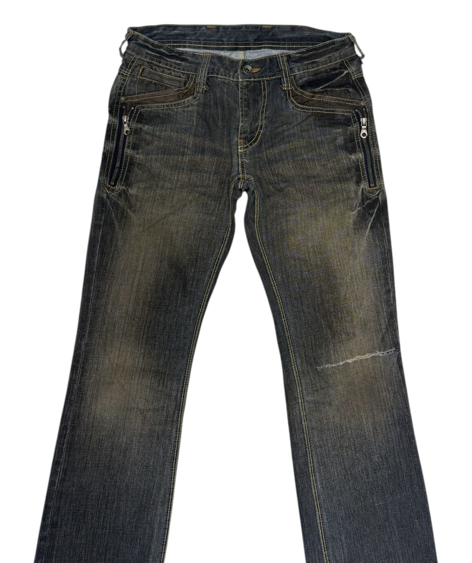 If Six Was Nine × Nicole Club × Obelisk Flare Jeans Nicole Club For Men Rusty Mud Wash Denim Jean Size US 30 / EU 46 - 2 Thumbnail