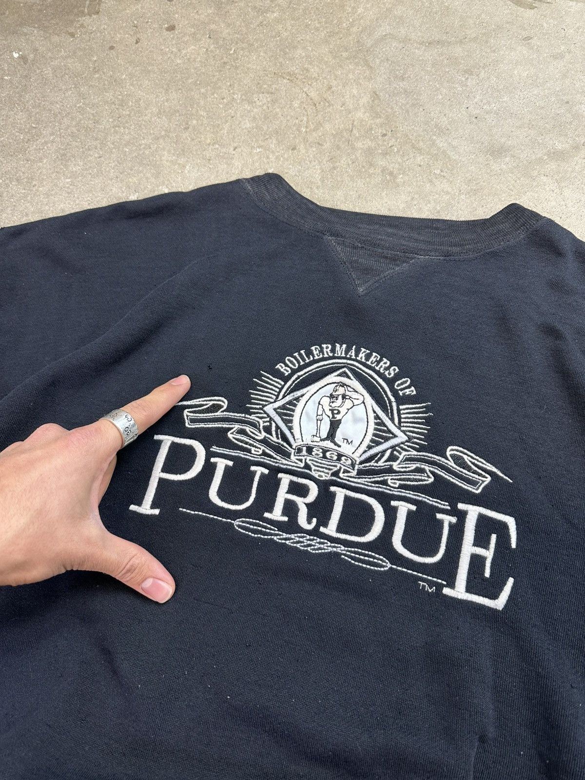 Vintage vintage 90s purdue collegiate spellout crewneck Boxy XL Size US XL / EU 56 / 4 - 4 Thumbnail