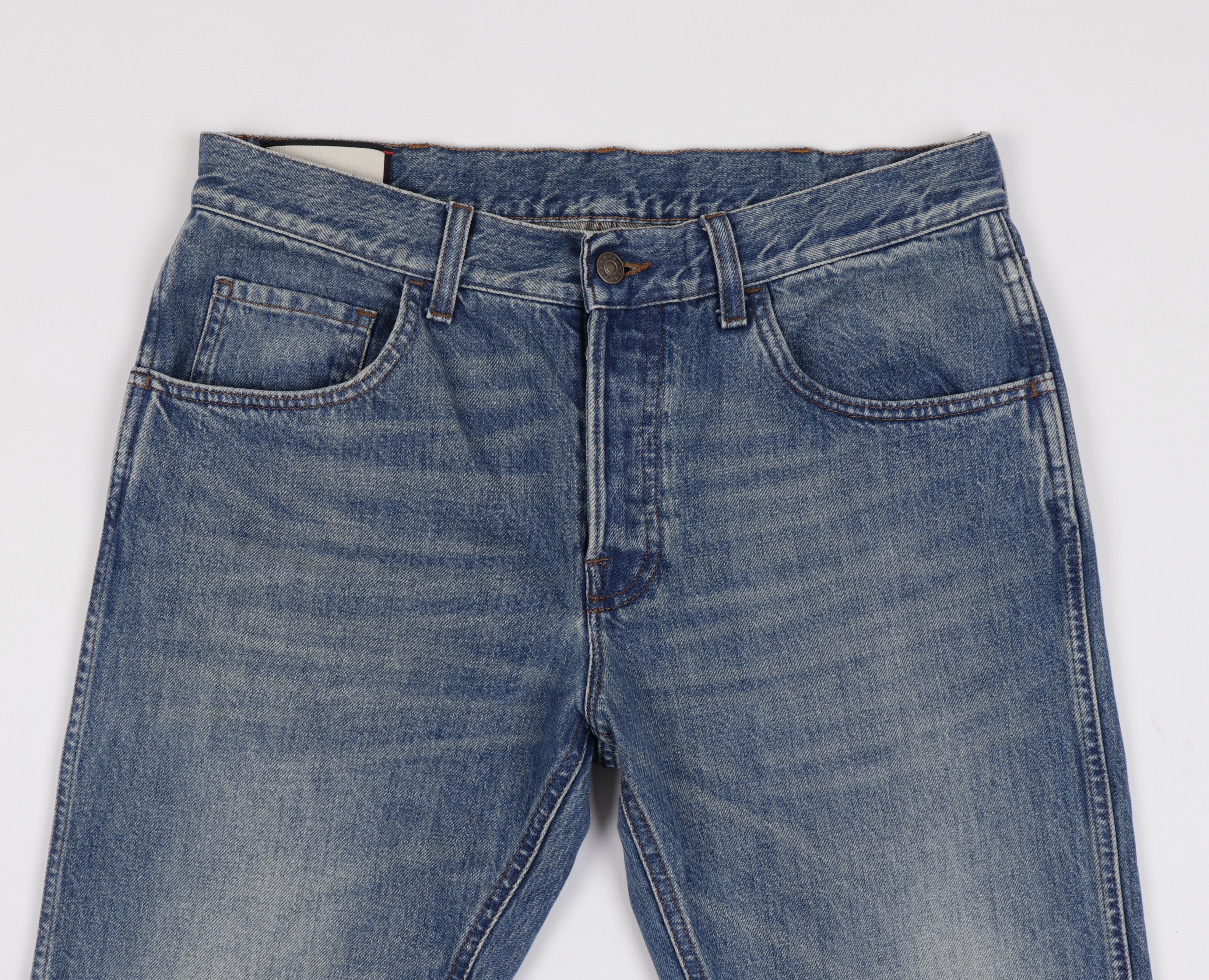 Gucci Men's Gucci Cotton Blue Jeans Web Strap W32" L40" Size US 32 / EU 48 - 6 Thumbnail