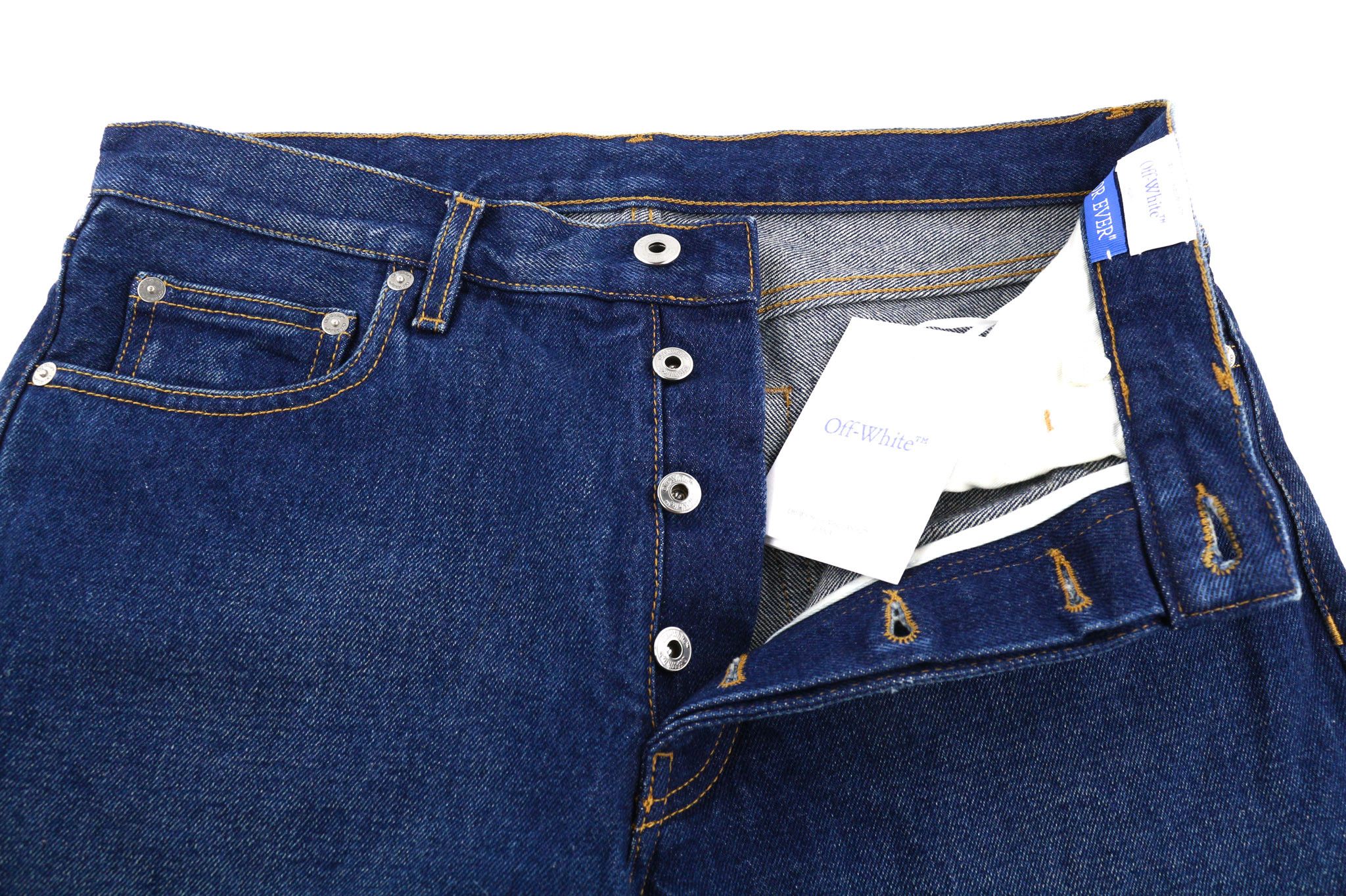 Off-White ARR TAPERED W31 Dark Blue Washed Denim Pockets 81652 Size US 31 - 4 Thumbnail