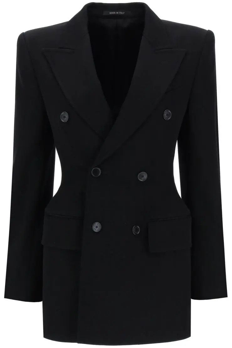 image of Balenciaga O1S22I1N0424 Double-Breasted Jacket In Black, Women's (Size XS)