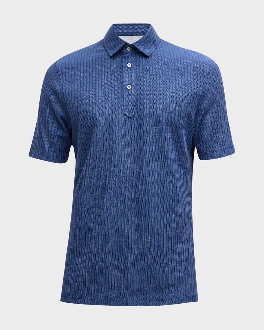 Brunello Cucinelli Brunello Cucinelli Blue Polo Tee Mens Silk / Cotton Size L Size US L / EU 52-54 / 3 - 3 Thumbnail