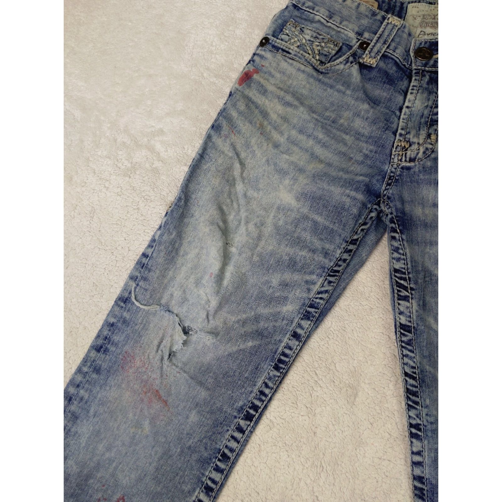 Vintage Big Star Pioneer Jeans Mens 29x29 Light Acid Wash Blue Denim Slim Straight Zip Fly Button Waist 29in Mens Size US 29 - 3 Thumbnail